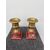 Coppia di vasi in bronzo con base in marmo rosso.Periodo Impero.
