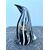 Pinguino in vetro pesante sommerso con inclusioni lattimo in strisce verticali e macchie nere.Manifattura Seguso.Murano.
