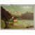 Dipinto a olio su tela, paesaggio con lago, cm 38,5 x 55