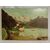 Dipinto a olio su tela, paesaggio con lago, cm 38,5 x 55