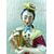 Veilleuse tisaniera in porcellana policroma raffigurante dama con innaffiatoio.Francia periodo Luigi Filippo.