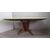 Vintage oval table in mahogany and iron - glass top - 1950s / 60s modern antique     
