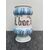 Albarello da farmacia  a’rocchetto’in maiolica con decoro in monocromia turchina e scritta epigrafe in manganese.Bassano.