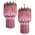 Charming Pair of Triedri Glass Chandeliers, Pink Prism, Murano