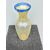 Iridescent straw-yellow glass vase with blue border and inclusion of non-fusible oxides.Manufactured by Vincenzo Nason.Murano.     