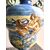 Large majolica vase with serpentine-shaped handles with historiated decoration with bacchanal.Manufactured by Angelo Minghetti .Bologna.     
