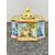 Calamaio in maiolica di forma ottagonale con scene di paesaggi stile Castelli alternate a colori e monocromia turchina.Manifattura Minghetti.Bologna.