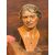 Serie dì 6 teste dì statuine da presepe napoletane in terracotta dipinta con occhi in vetro montate su base lignea.