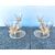 Coppia di candelieri a tre fuochi con forma umana stilizzata maschile e femminile in vetro soffiato leggero paglierino.Manifattura Ferro-Toso -Barovier.Murano