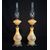 Pair of opaline glass oil lamps