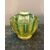 Centerpiece vase in gold and green corded glass. Barovier and Toso manufacture. Murano.     