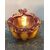 Basket vase in gold corded red glass. Barovier and Toso.Murano Manufacture.     