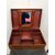 Box - travel dressing table in light mahogany with bronze moldings and silver initials.     