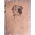 Disegno a matita su carta com volto di giovane rinascimentale.Arturo Pietra.Bologna 1900.
