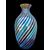 Vaso in vetro incamiciato con spirali policrome,ossidi metallici e iridazione.Murano,Firma Cenedese.