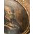 Antico dipinto  tondo olio su tavola epoca XVII San Pietro in patina con cornice coeva. Cm 47