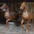  dars487 - coppia di cavalli in legno, epoca '7/'800, mis. cm l 7 x h 30 x p. 30  