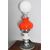 1960s modern lamp in white and red Murano glass. Vintage design 82 cm high     