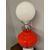 1960s modern lamp in white and red Murano glass. Vintage design 82 cm high     