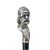 Bastone con pomolo in argento pieno raffigurante testa di crociato con elmo.Canna in ebano con punte.
