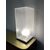 Modern antique vintage 70s cube lamp &quot;Minimal&quot; in plexiglass and wood base. H 73 X 30X 30     