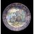 Metallic luster majolica plate with Raphaelesque motifs on the brim and decorated scene with characters in the cavetto.Alfredo Santarelli.Gualdo Tadino.     