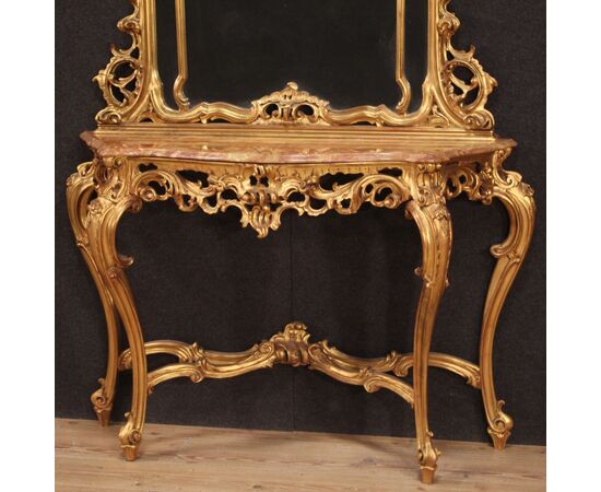 Grande console con specchiera in stile Luigi XV