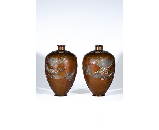 Nogawa company – Coppia di vasi bronzo