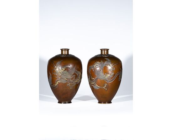 Nogawa company – Coppia di vasi bronzo