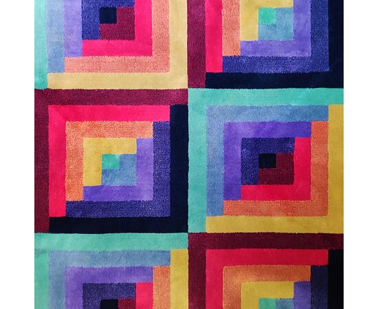 1980s Gorgeous Geometric Italian Woolen Rug by Missoni for T&J Vestor