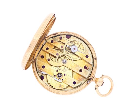 orologio da tasca in oro giallo con smalto nero e diamanti