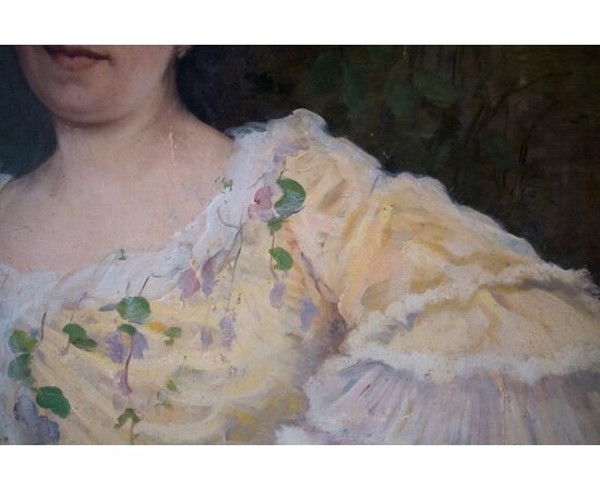 Dipinto Olio su tela, Raffigurante Madame Faivre in abito giallo.