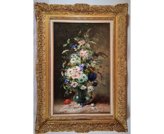 125)  Eugène Henri CAUCHOIS (1850-1911) "Vaso di fiori"