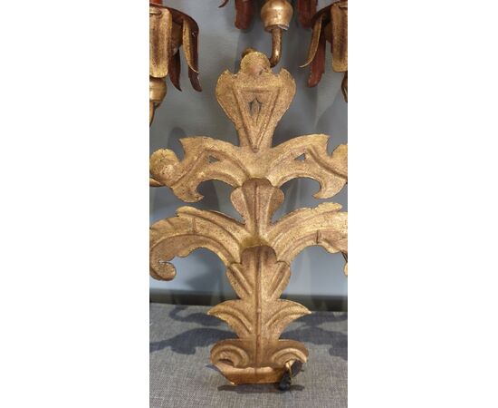 Pair of golden wrought iron sconces     