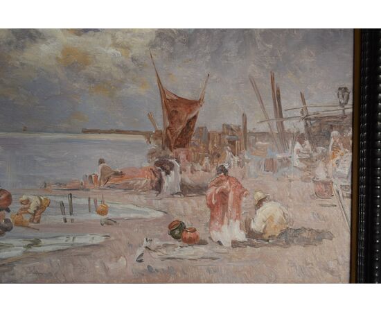 Venetian lagoon, signed Biagio MILANESE (1886-1968), oil painting on canvas     