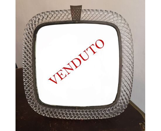 Braided glass mirror / photo frame, Venini, 30s     