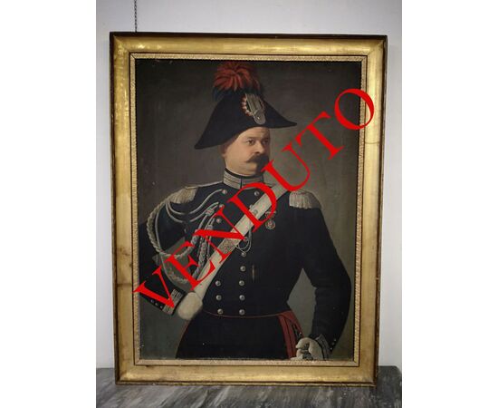 Large painting, oil on canvas raff: portrait of Carabiniere.     