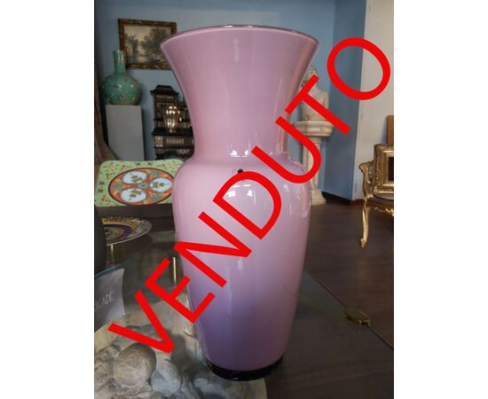 Pink glass vase, Venini, 1980 Venini     