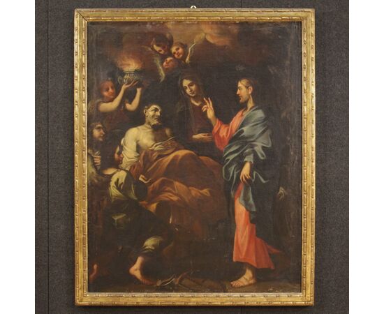 Transit of Saint Joseph, antique painting from 17th century