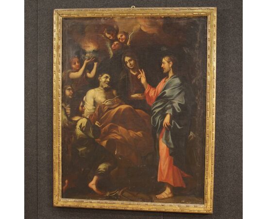 Transit of Saint Joseph, antique painting from 17th century