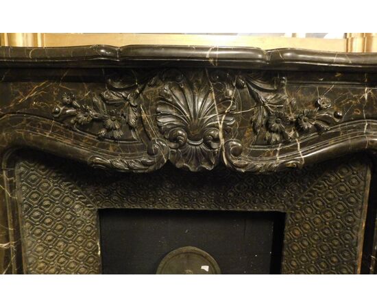 chm753 - black marble fireplace, 19th century, measures L 150 x H 106 x D 30 cm     