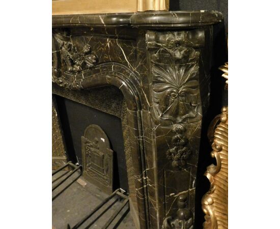 chm753 - black marble fireplace, 19th century, measures L 150 x H 106 x D 30 cm     
