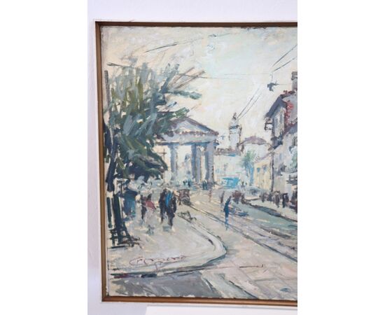 Città di Milano Porta Ticinese, anni '40, dipinto olio su tela PREZZO TRATTABILE