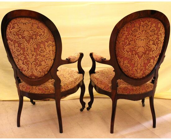 Antique pair of Louis Philippe rosewood armchairs - period 800     