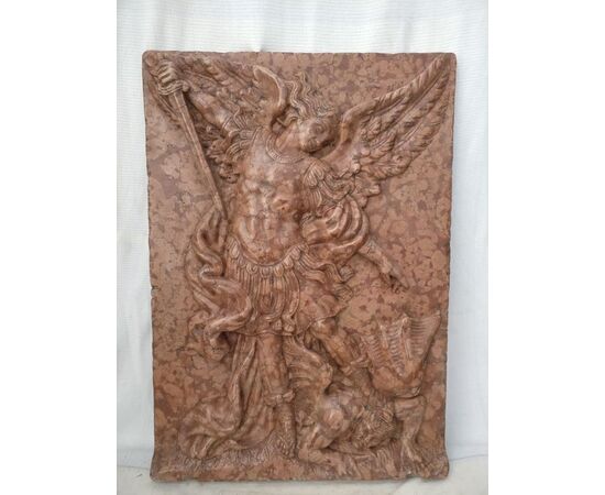 Coppia di Pale d'altare - San Giorgio e San Michele in Marmo Rosso Verona - 57 x 79 cm - Venezia