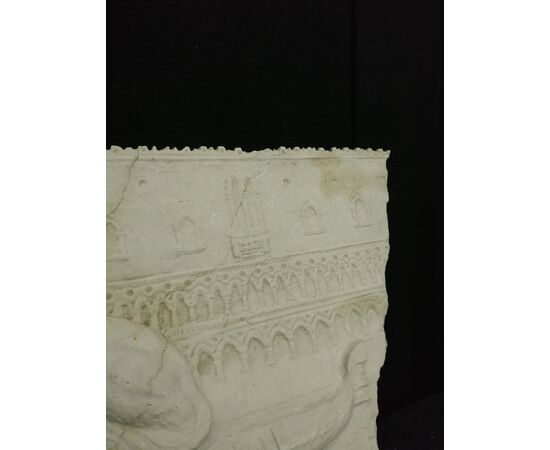 Bassorilievo - Frammento - Leone di S. Marco e Palazzo Ducale - Marmo Bianco Veronese - xx secolo - Venezia