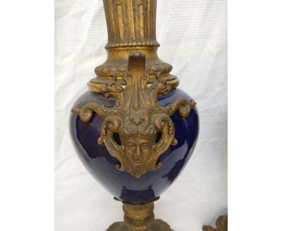 Coppia di Vasi, Napoleone III - H 74 cm - Bronzo e Porcellana - Seconda metà del 18° secolo - Francia