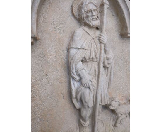 San Rocco in marmo - Edicola da muro - 40 x 36 - Venezia