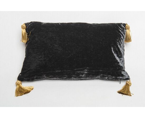 Cuscino in velluto nero con stampa bronzo - B/1625 -