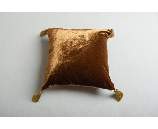 Cuscino in velluto marrone ed oro - B/1622 -